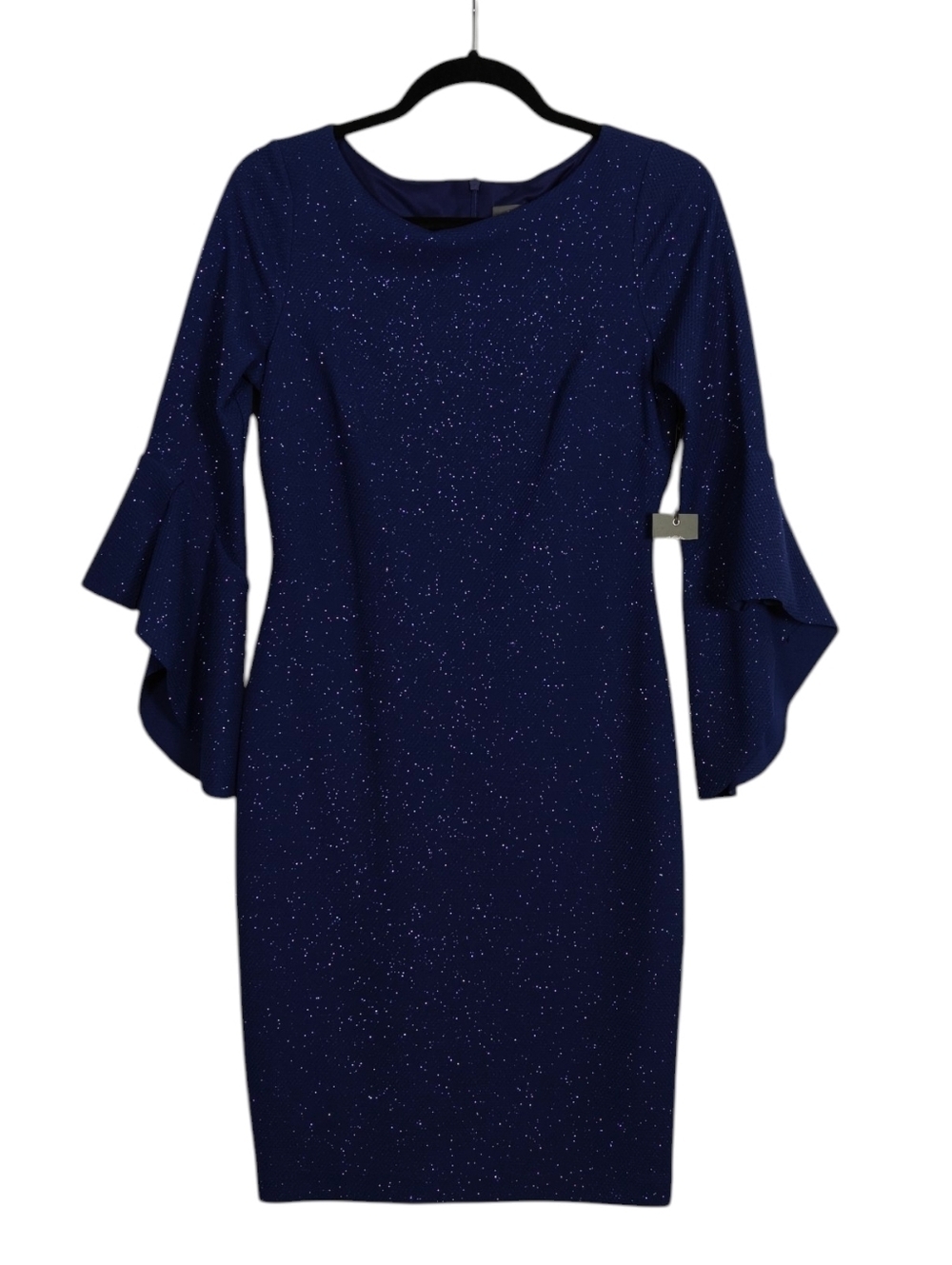 VINCE CAMUTO NWT Navy Glitter Bell-Sleeve Sheath Dress Size 6